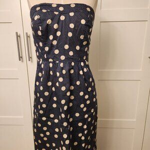 The Limited Size 4 NWT Blue and tan polka dot strapless dress